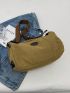 Large Capacity Hobo Bag Casual Style Patch Decor