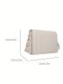 Mini Square Bag Beige Flap Adjustable Strap For Work