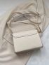 Mini Square Bag Beige Flap Adjustable Strap For Work