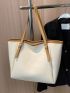 Large Shoulder Tote Bag Colorblock Buckle Decor For Work