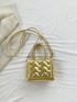 Quilted Square Bag Mini Double Handle Metallic Funky