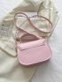 Mini Saddle Bag Baby Pink Metal Decor Flap