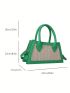 Colorblock Straw Bag Small Double Handle Vacation