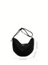 Black Hobo Bag Large Capacity Adjustable Strap For Daily