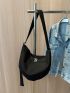 Black Hobo Bag Large Capacity Adjustable Strap For Daily