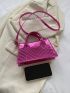 Chevron Pattern Baguette Bag Hot Pink Fashionable
