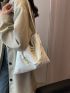 Flower Pattern Hobo Bag Beaded Decor For Daily