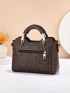 PU Square Bag Letter Graphic Studded Decor