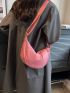 Nylon Hobo Bag Solid Color Zipper
