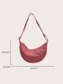 Nylon Hobo Bag Solid Color Zipper