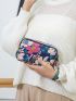 Flamingo Print,Waterproof Zipper Wallet, Nylon Coin Purse With Wristlet Storage Bag For Phone & Key
