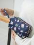 Flamingo Print,Waterproof Zipper Wallet, Nylon Coin Purse With Wristlet Storage Bag For Phone & Key