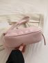 Pink Hobo Bag Fashionable Litchi Embossed Zipper PU