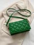 Green Flap Square Bag Fashionable Argyle Quilted Chain Decor PU