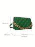 Green Flap Square Bag Fashionable Argyle Quilted Chain Decor PU