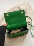 Green Flap Square Bag Fashionable Argyle Quilted Chain Decor PU