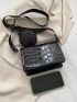 Mini Flap Square Bag With Coin Purse Crocodile Embossed Adjustable Strap PU