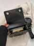 Mini Flap Square Bag With Coin Purse Crocodile Embossed Adjustable Strap PU