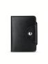 Litchi Embossed Multiple Card Slots Fashionable Snap Button Genuine Leather