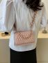 Mini Square Bag Fashionable Geometric Embossed Chain Decor Flap PU