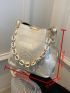 Crocodile Embossed Bucket Bag Fashionable Chain Decor Magnet PU