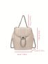 PU Flap Backpack Drawstring Design