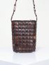 Women Handmade Beaded Coconut Shells Crossbody Bag, Woven Travel Shoulder Bag,Bohemian