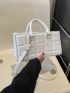 Embossed Detail Baguette Bag PU Double Handle