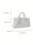 Embossed Detail Baguette Bag PU Double Handle