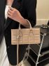 Embossed Detail Baguette Bag Double Handle PU