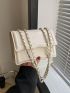 Mini Square Bag Scallop Trim Flap PU