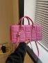Embossed Detail Square Bag PU Double Handle