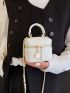 Mini Bucket Bag PU Zip Front Stitch Detail