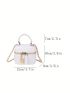 Mini Bucket Bag PU Zip Front Stitch Detail