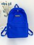 Letter Patch Detail Casual Daypack Preppy Camping Bag