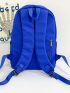 Letter Patch Detail Casual Daypack Preppy Camping Bag