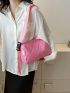 Pink Bucket Bag Quilted Detail Zipper PU