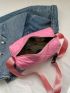 Pink Bucket Bag Quilted Detail Zipper PU