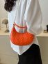 Four-leaf Clover Textured Hobo Bag Chain Zipper Orange PU