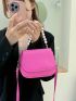 Saddle Crossbody Bag Pu Women's Pearl-Strap Design Small Handbag And Purse Flap Shoulder Bag