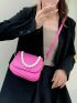 Saddle Crossbody Bag Pu Women's Pearl-Strap Design Small Handbag And Purse Flap Shoulder Bag
