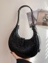 Mini Hobo Bag Crocodile Embossed PU Black