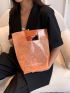 Mini Clutch Bag No-closure Double Handle Clear Orange PVC Funky