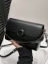 Mini Square Bag PU Black Adjustable Strap