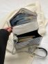Mini Square Bag Chevron Detail Flap Chain Metallic PU Funky