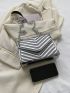 Mini Square Bag Chevron Detail Flap Chain Metallic PU Funky