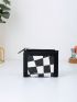 Geometric & Letter Graphic Small Wallet Zipper Bifold PU