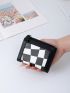 Geometric & Letter Graphic Small Wallet Zipper Bifold PU