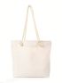 Colorblock Figure Graphic Canvas Shopper Beach Bag