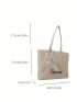 Twilly Scarf Decor Straw Bag Double Handle Vacation